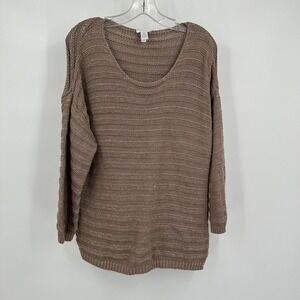 Chicos Womens Quiet Luxury Knit Sweater Size 2 US L Metallic Neutral Capsule